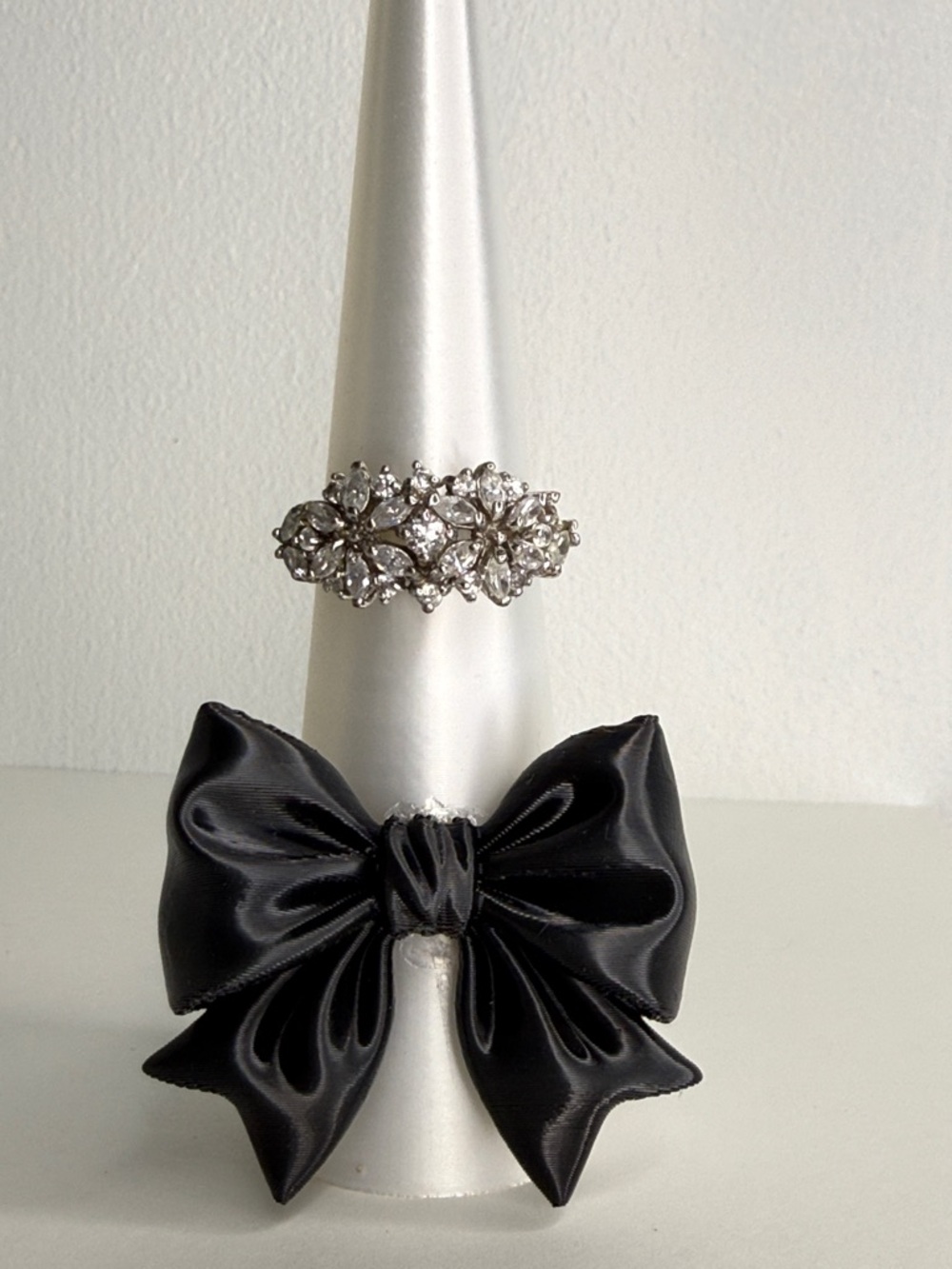 Crystal Cluster Silver Tone Cocktail Ring